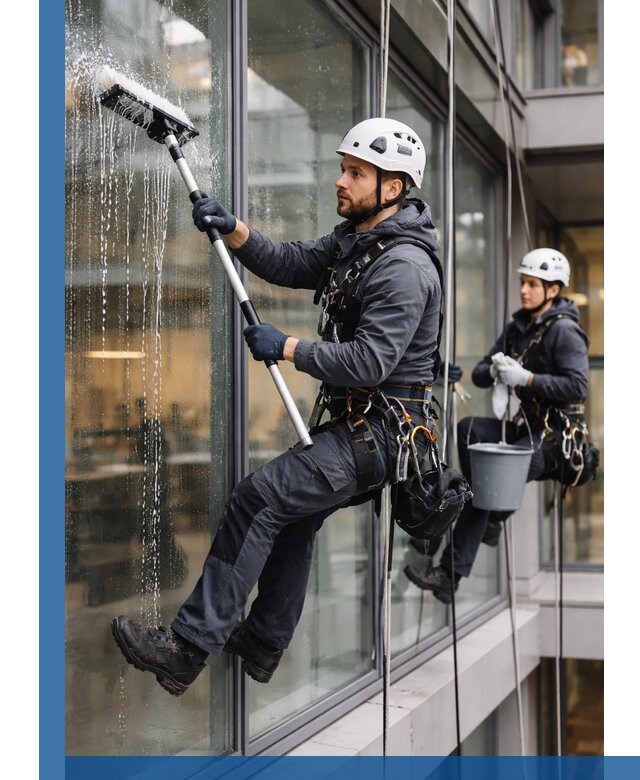 Профессиональная мойка витражей промышленными альпинистами в Липецке