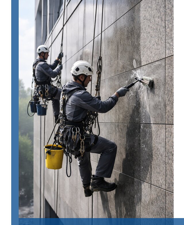 Профессиональная мойка фасада из керамогранита в Липецке