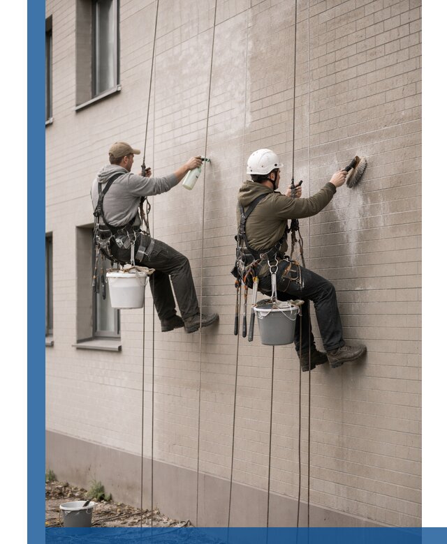 Удаление высолов с фасада зданий в Липецке без повреждений и следов