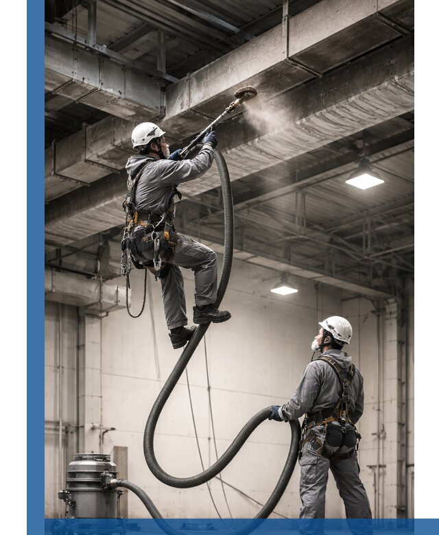 Обеспыливание потолочных конструкций в Липецке промышленным альпинизмом