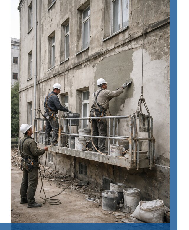 Капитальный ремонт фасада в Липецке от 4365 р. | ВЫСОТНИК-Лпц