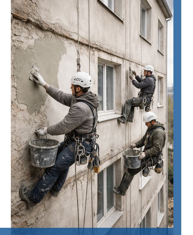 Ремонт штукатурного фасада в Липецке от 780 р. под ключ | ВЫСОТНИК-Лпц