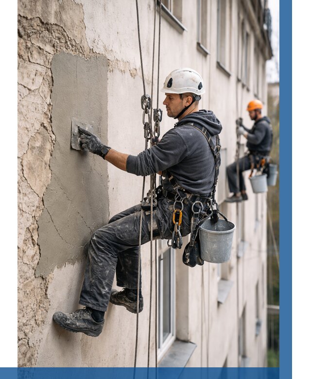 Восстановление штукатурки фасада в Липецке от 1247 р. | ВЫСОТНИК-Лпц