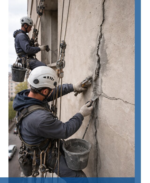 Заделка трещин на фасаде в Липецке от 935 р. | ВЫСОТНИК-Лпц