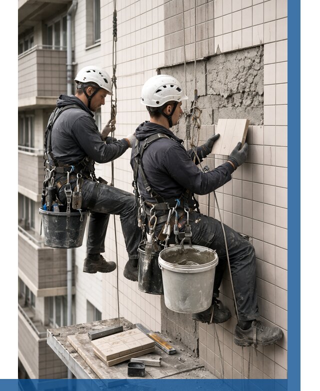 Ремонт облицовки фасада плиткой в Липецке от 1871 р. | ВЫСОТНИК-Лпц