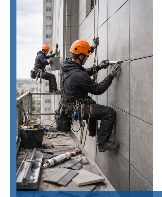 Профессиональный ремонт фасада из керамогранита в Липецке