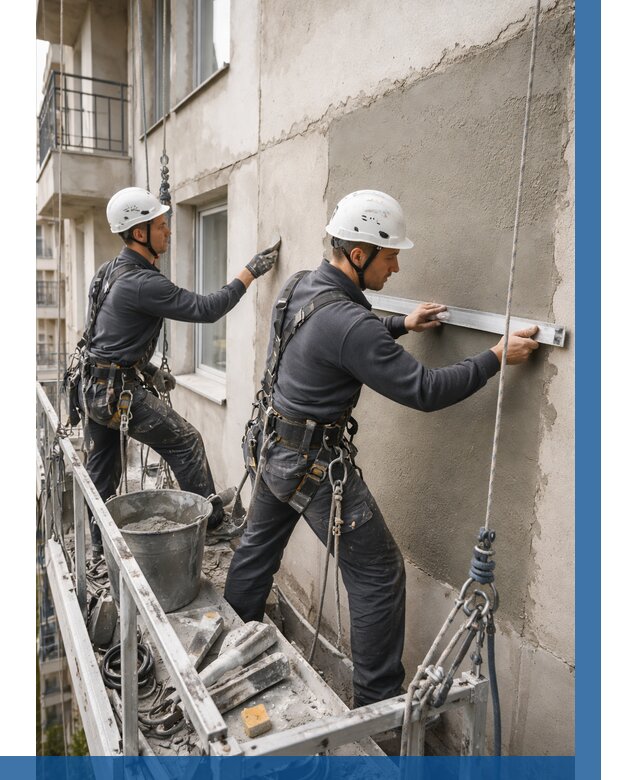 Штукатурка фасада на высоте в Липецке от 935 р. | ВЫСОТНИК-Лпц