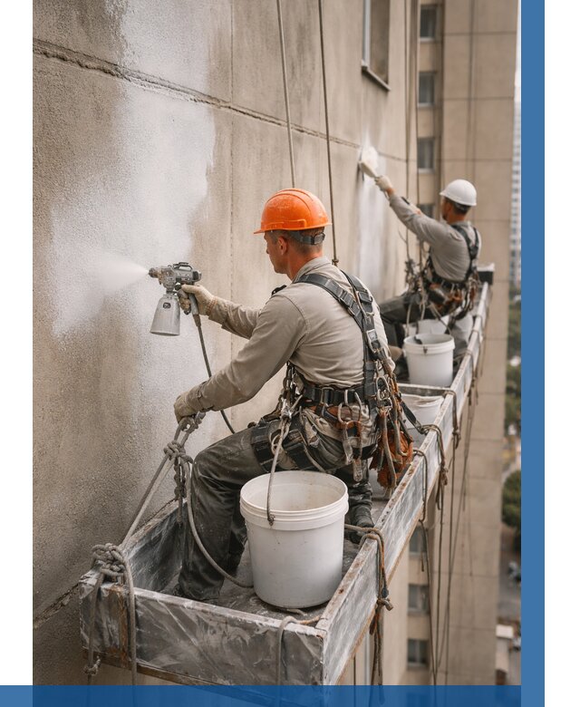 Грунтовка фасада на высоте в Липецке от 125 р. | ВЫСОТНИК-Лпц