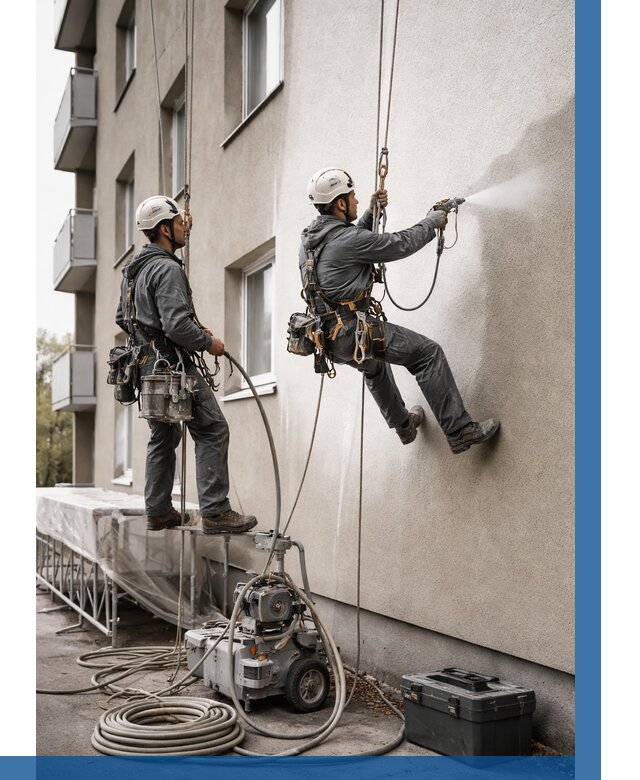 Безвоздушная покраска фасада в Липецке от 229 р/м² | ВЫСОТНИК-Лпц