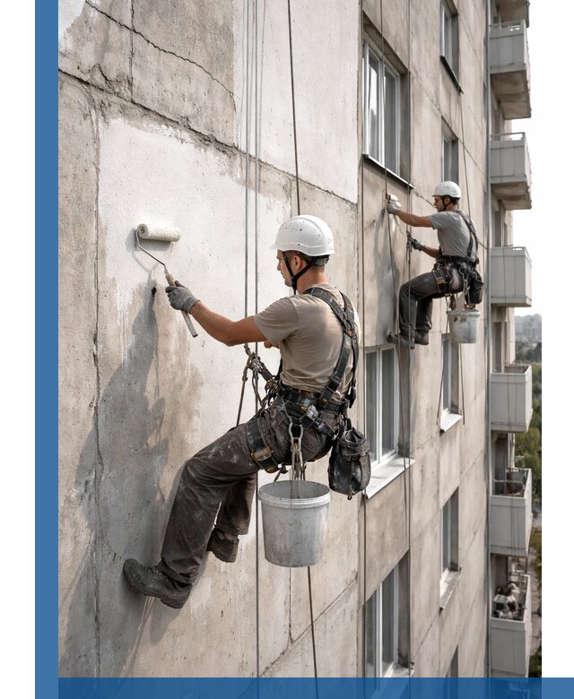 Покраска бетонного фасада в Липецке для жилых и промышленных объектов