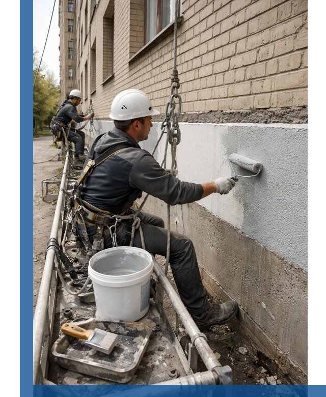 Окраска цоколя здания в Липецке профессионально и надежно