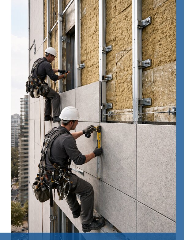 Монтаж вентилируемого фасада в Липецке от 3638 р. | ВЫСОТНИК-Лпц