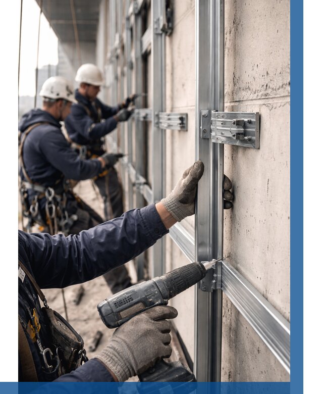 Монтаж подсистемы вентфасада в Липецке от 883 р. | ВЫСОТНИК-Лпц