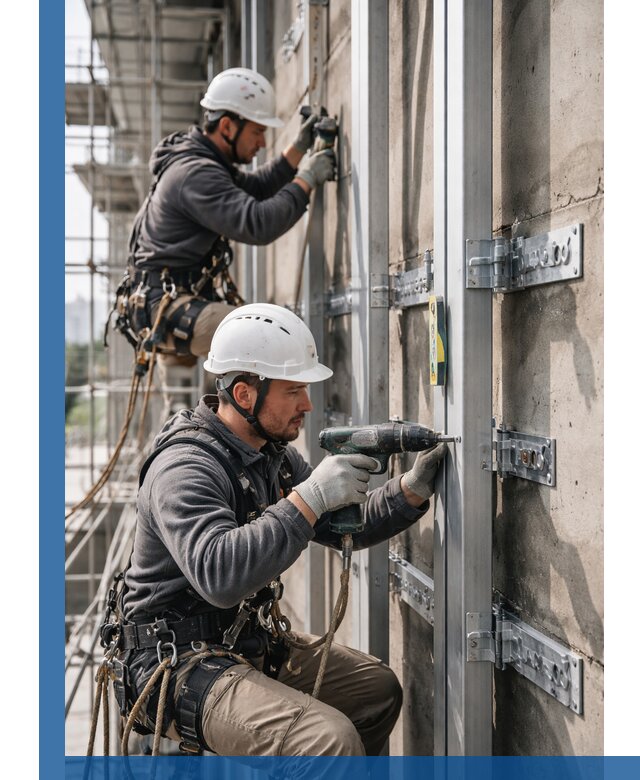 Монтаж и крепление подсистемы вентфасада в Липецке