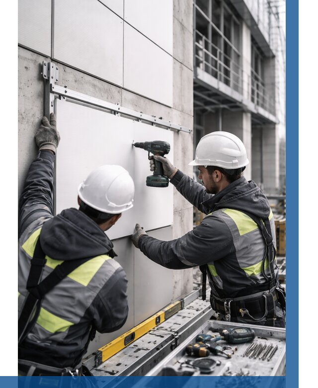 Монтаж композитных панелей фасада в Липецке от 2599 р. | ВЫСОТНИК-Лпц