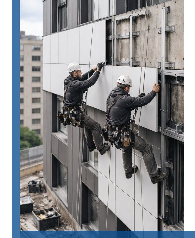 Монтаж композитных панелей фасада в Липецке под ключ