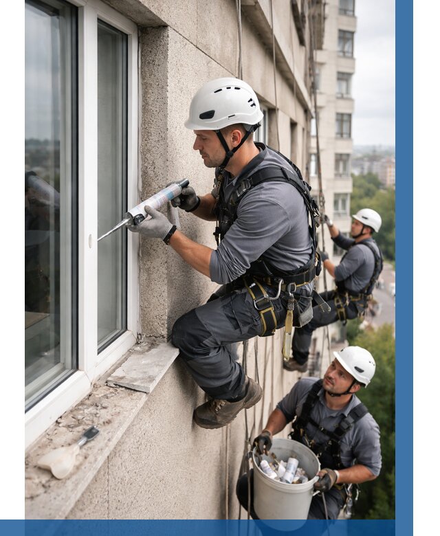 Герметизация оконных швов снаружи в Липецке от 1559 р. | ВЫСОТНИК-Лпц