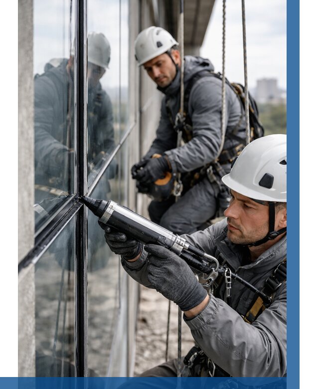 Герметизация витражных швов в Липецке от 676 р. | ВЫСОТНИК-Лпц