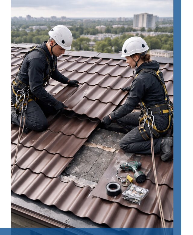 Ремонт металлочерепицы на крыше в Липецке от 935 р. | ВЫСОТНИК-Лпц