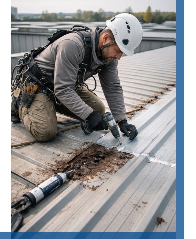 Ремонт профнастила на кровле в Липецке от 728 р. | ВЫСОТНИК-Лпц