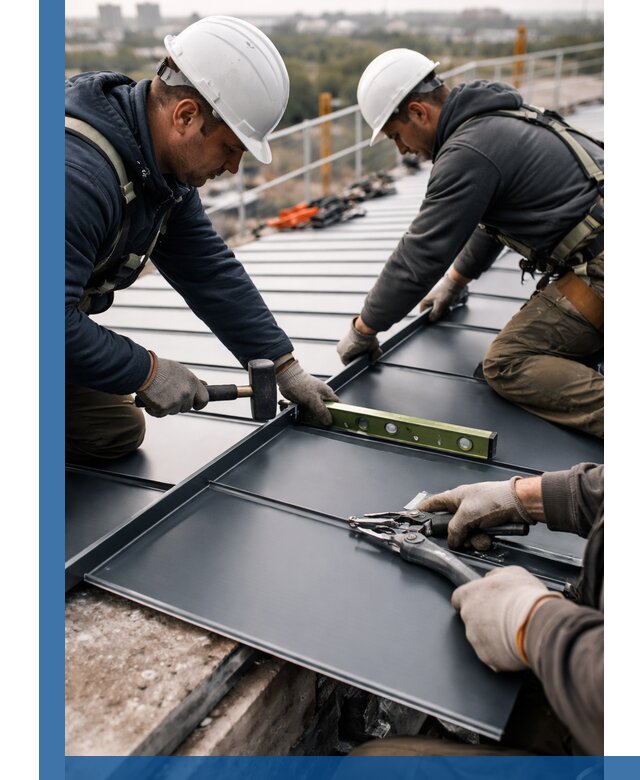 Монтаж фальцевой кровли в Липецке для промышленных зданий