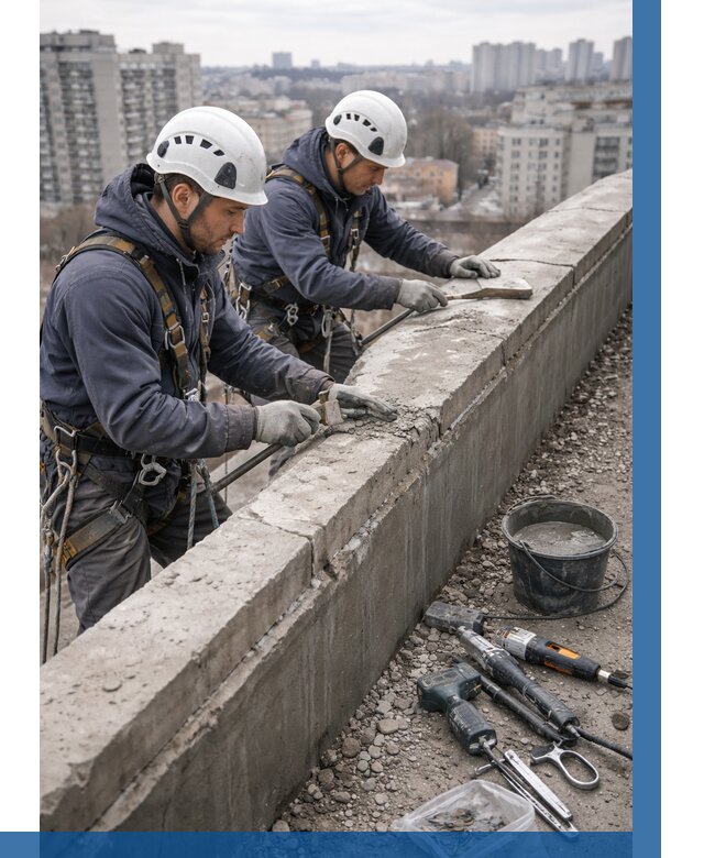 Ремонт парапета на кровле в Липецке от 1559 р. | ВЫСОТНИК-Лпц