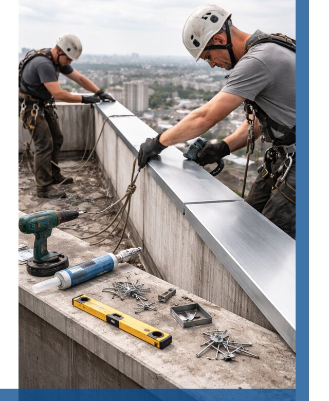 Монтаж парапетных крышек в Липецке от 832 р. | ВЫСОТНИК-Лпц