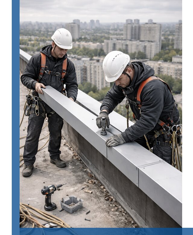 Монтаж парапетных крышек и ограждений кровли в Липецке