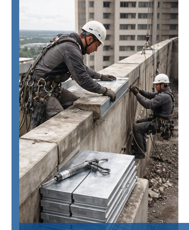 Замена парапетных крышек и установка новых в Липецке