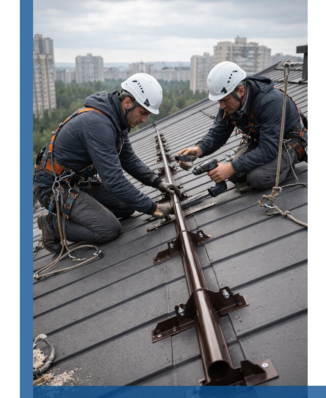 Монтаж снегозадержателей на кровле зданий в Липецке под ключ