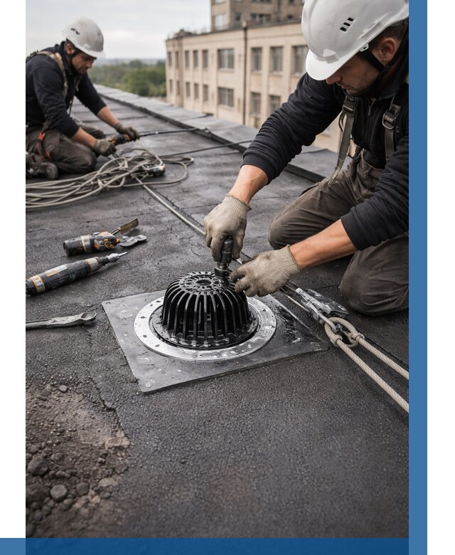 Установка водосточных воронок в Липецке цена от 3638 р. | ВЫСОТНИК-Лпц