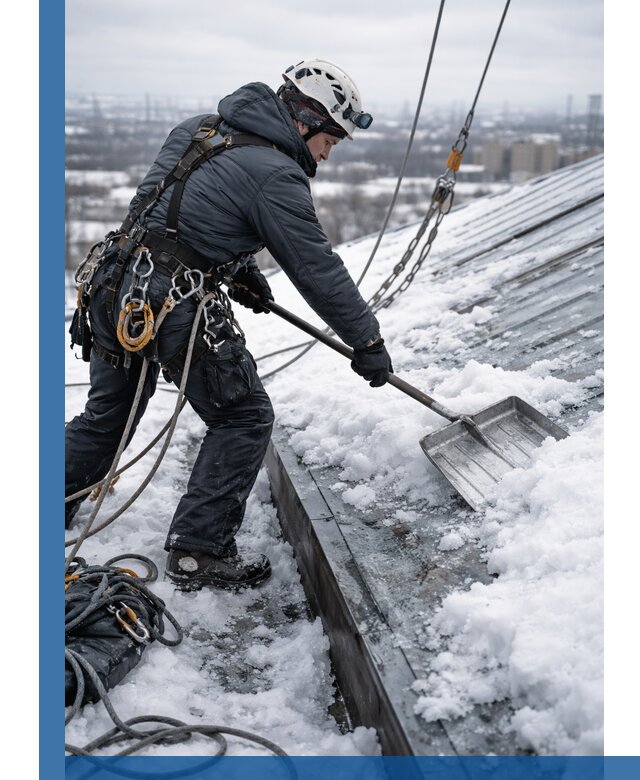 Профессиональная очистка кровли от снега и наледи в Липецке