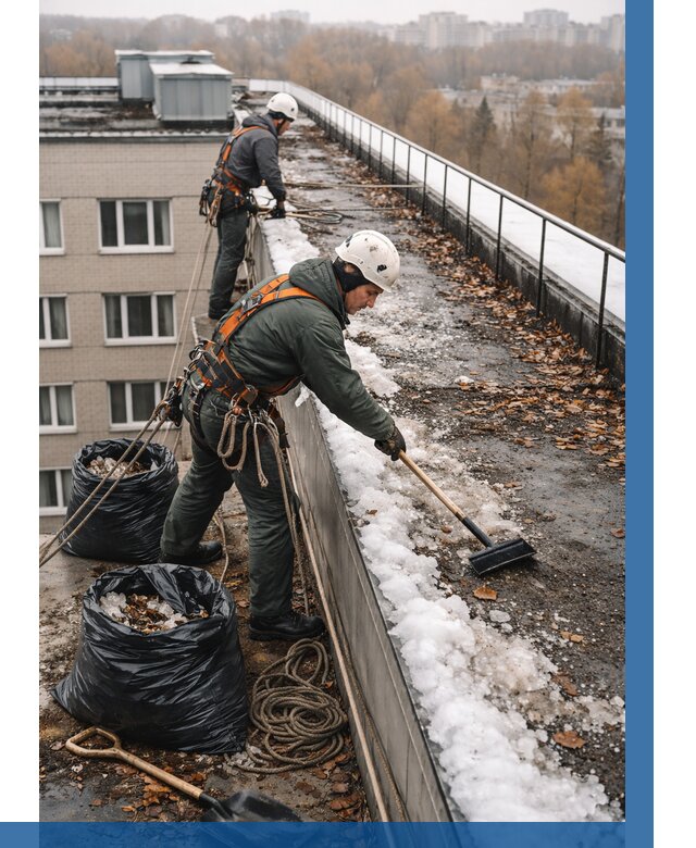 Очистка кровли по периметру в Липецке от 572 р. | ВЫСОТНИК-Лпц