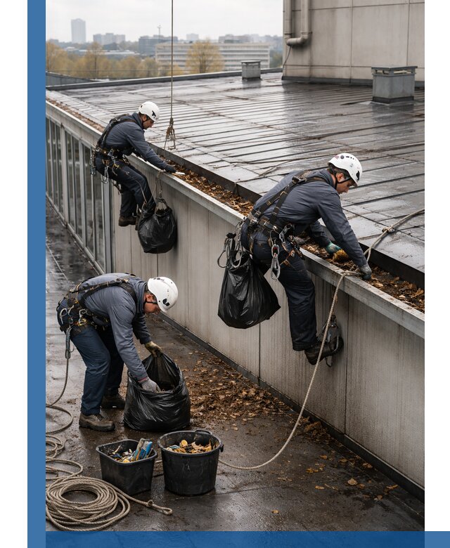 Очистка кровли по периметру в Липецке силами промышленных альпинистов