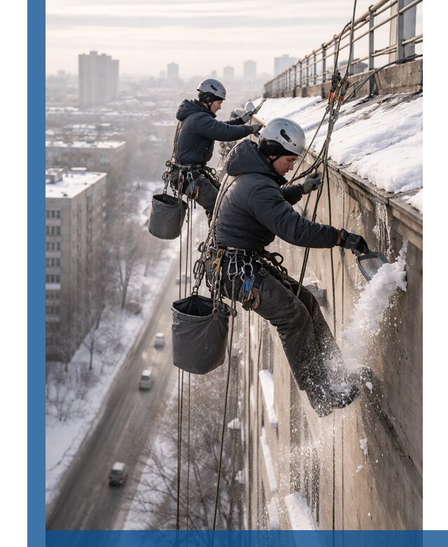 Очистка карнизов от снега в Липецке профессионально и безопасно