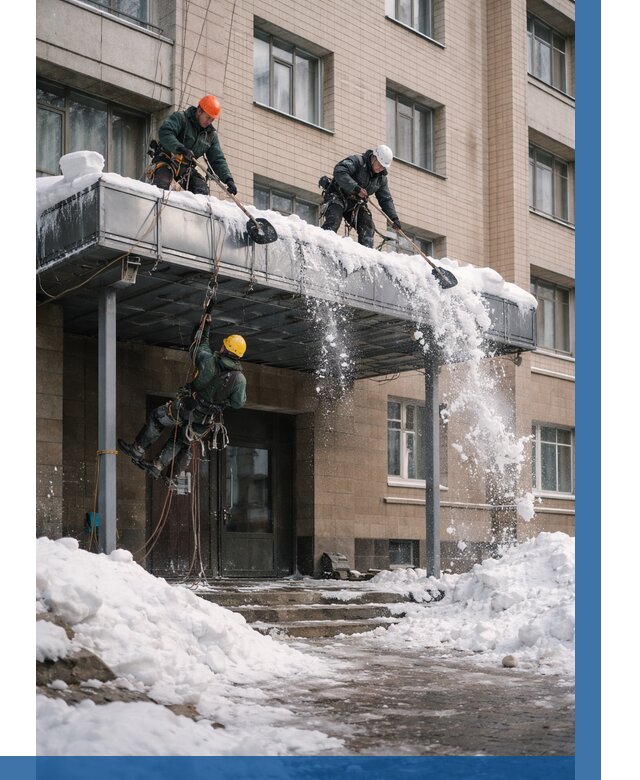 Очистка козырьков от снега в Липецке от 3638 р. | ВЫСОТНИК-Лпц