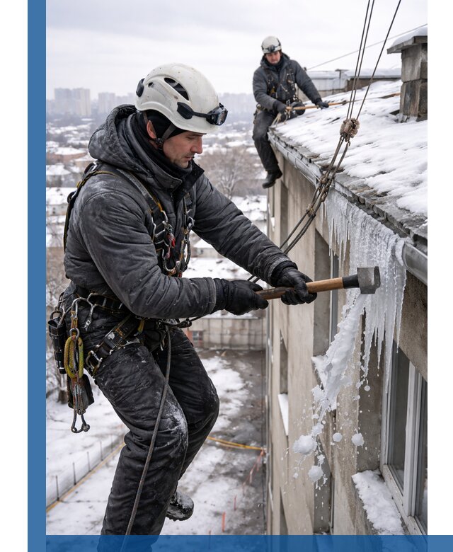 Сбивание и удаление сосулек с крыши в Липецке безопасно