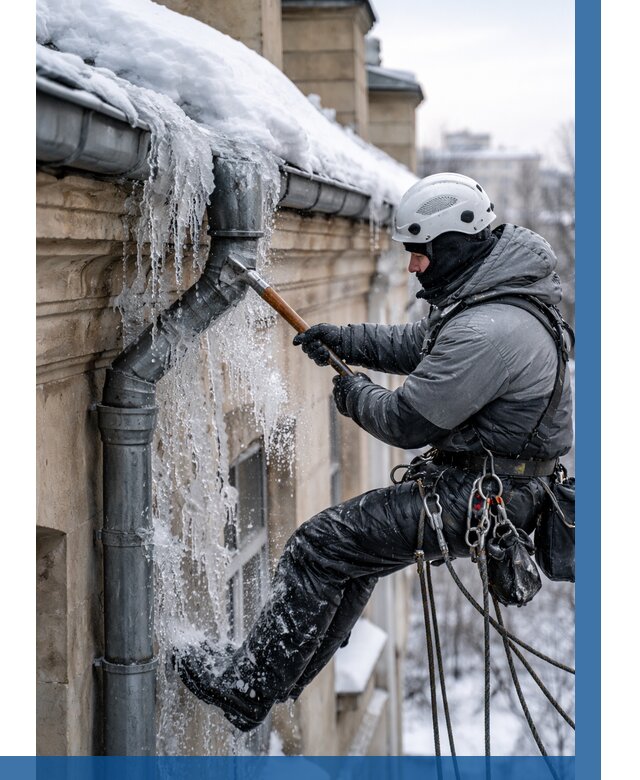 Очистка водостоков от льда в Липецке от 3638 р. | ВЫСОТНИК-Лпц