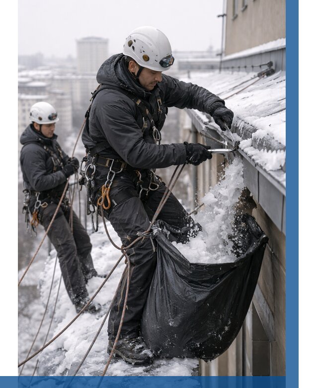 Аварийная очистка крыши в Липецке под ключ от 312 р. | ВЫСОТНИК-Лпц