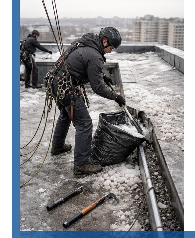 Аварийная очистка кровли в Липецке от промальпинистов