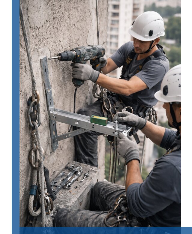 Установка кронштейнов кондиционера и крепежа в Липецке