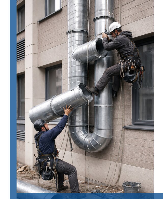 Монтаж фасадных воздуховодов в Липецке с герметизацией и крепежом