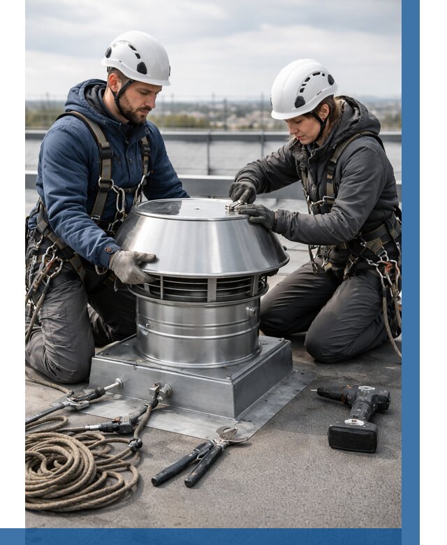 Установка дефлекторов на кровле в Липецке от 4677 р. | ВЫСОТНИК-Лпц