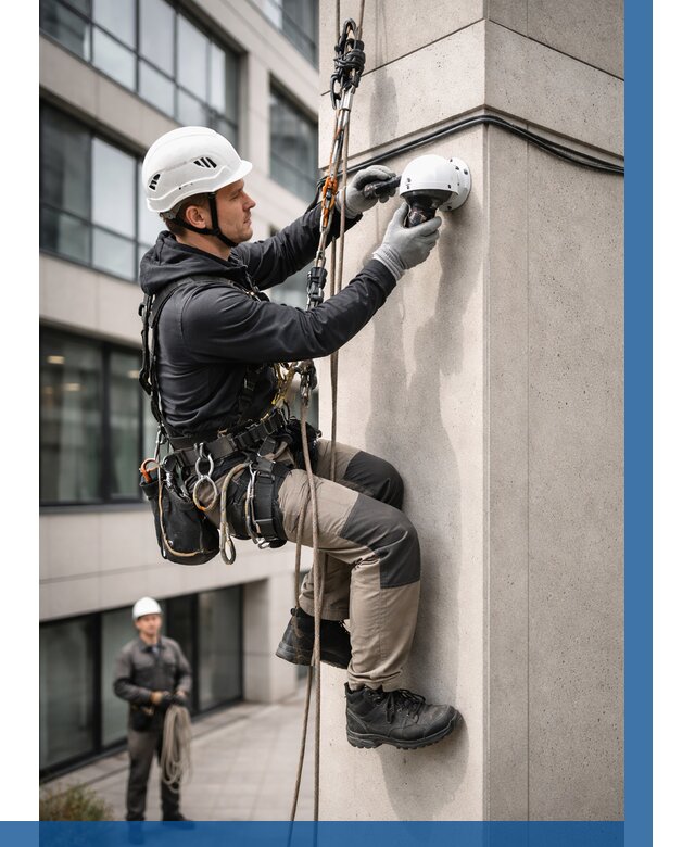 Монтаж камер видеонаблюдения на фасаде в Липецке от 8835 р.-ВЫСОТНИК-Лпц