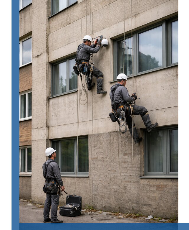 Монтаж фасадных камер видеонаблюдения в Липецке под ключ
