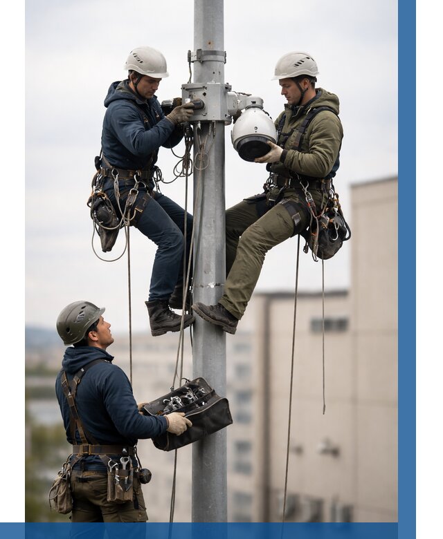 Установка видеокамер на мачте в Липецке от 8835 р. | ВЫСОТНИК-Лпц