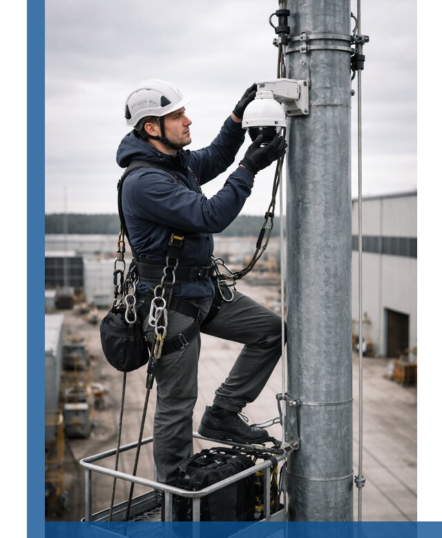 Профессиональная установка видеокамер на мачте в Липецке
