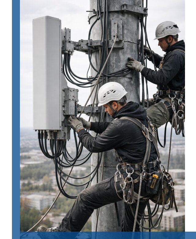 Монтаж оборудования связи на мачте в Липецке с пусконаладкой