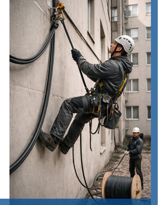 Протяжка кабеля питания на высоте в Липецке от 468 р. | ВЫСОТНИК-Лпц