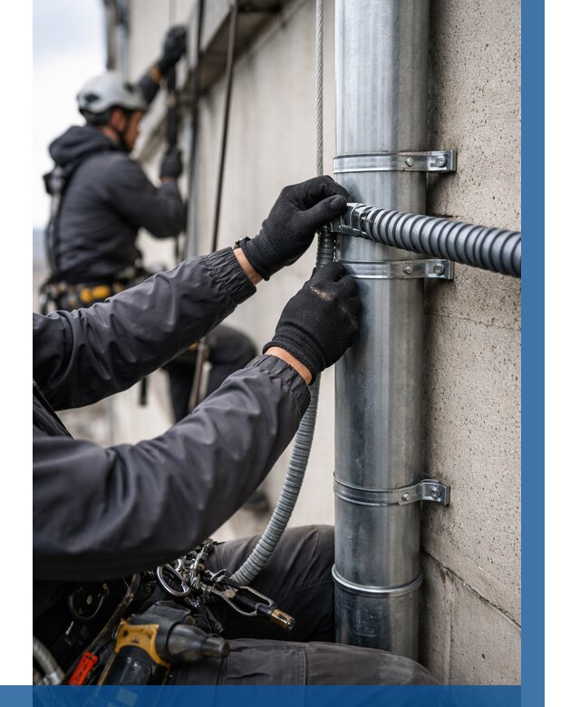 Монтаж гофры для кабеля в Липецке от 312 р. | ВЫСОТНИК-Лпц